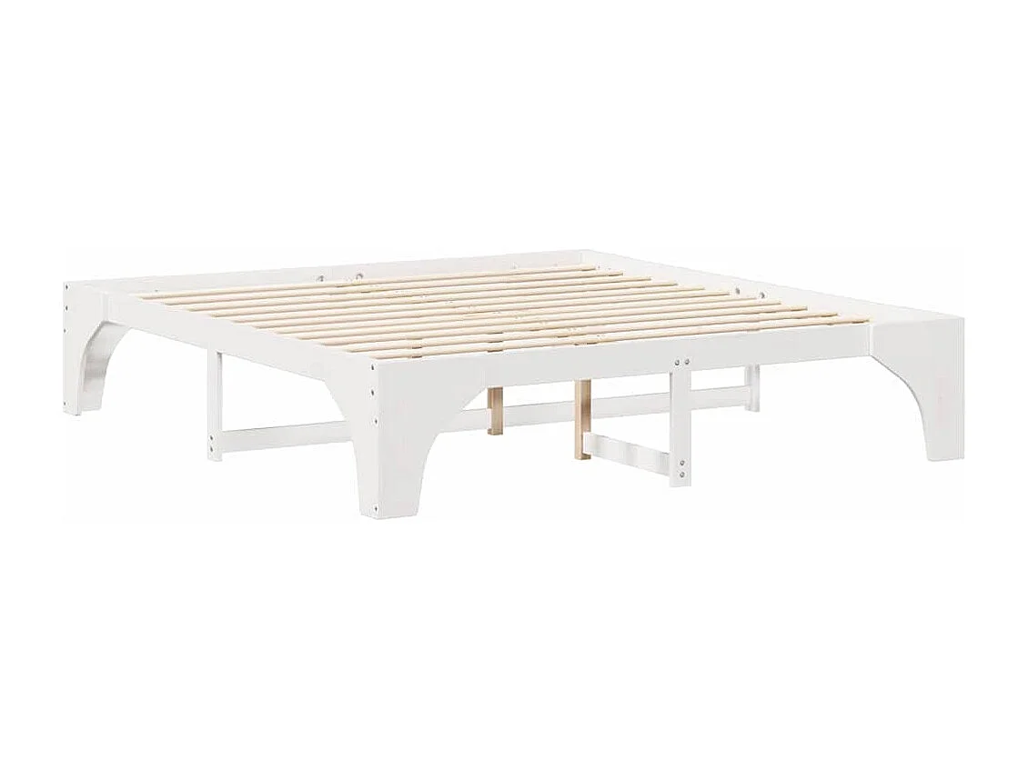 Marco de cama elevada blanco 200 x 200 cm madera maciza de pino