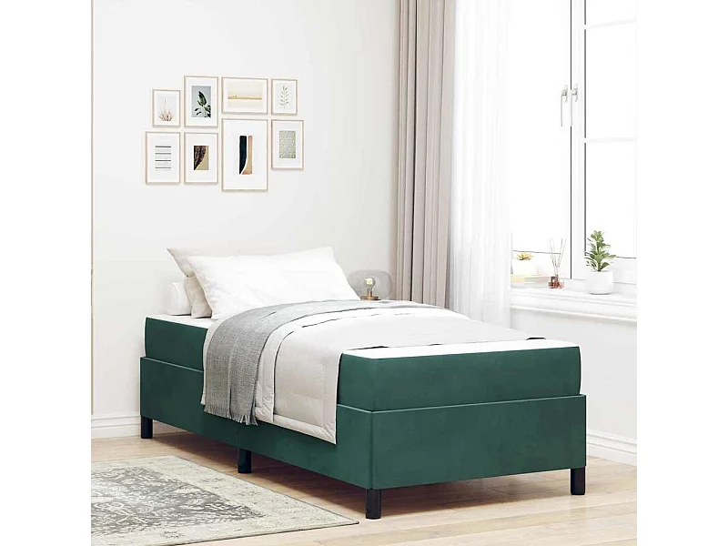 Struttura letto verde scuro, verde e bianco 80 x 200 cm velluto