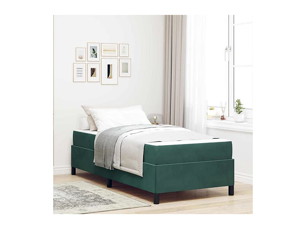 Struttura letto verde scuro, verde e bianco 80 x 200 cm velluto