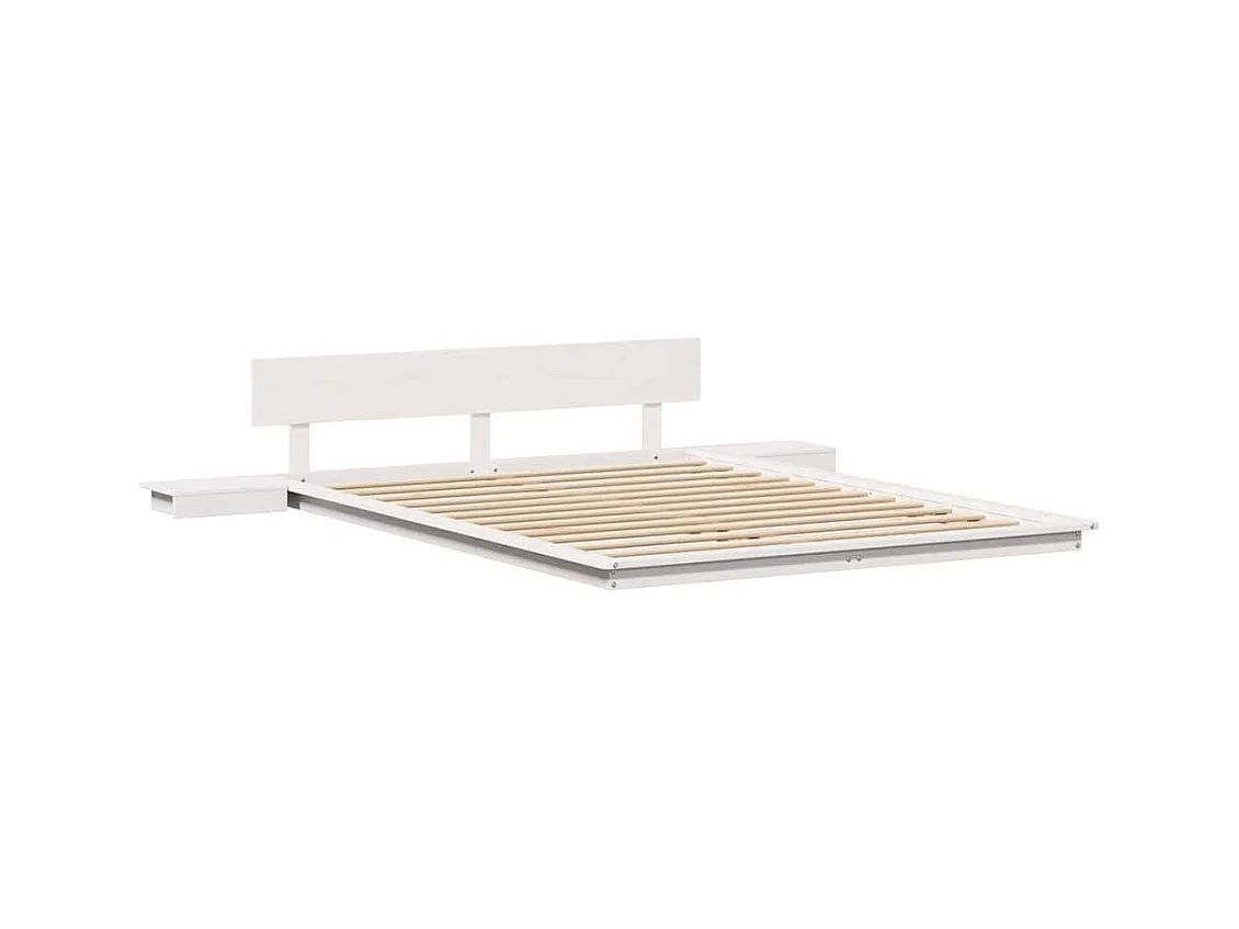 Estructura de cama blanca de madera de 160 x 200 cm