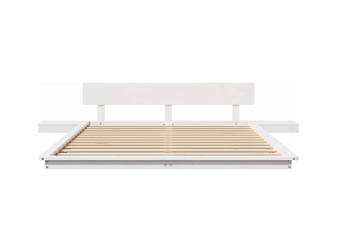 Estructura de cama blanca de madera de 160 x 200 cm