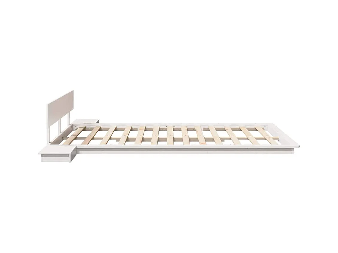 Estructura de cama blanca de madera de 160 x 200 cm