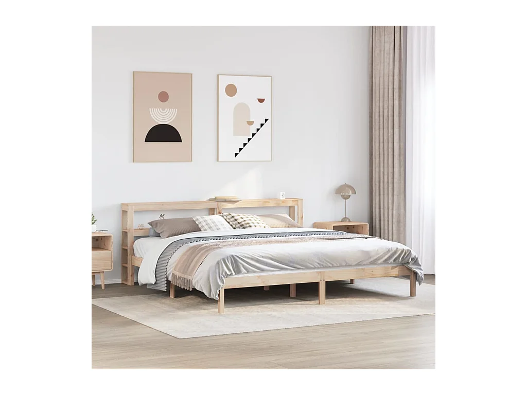 Struttura letto senza materasso 200x200 cm in legno massello di pino