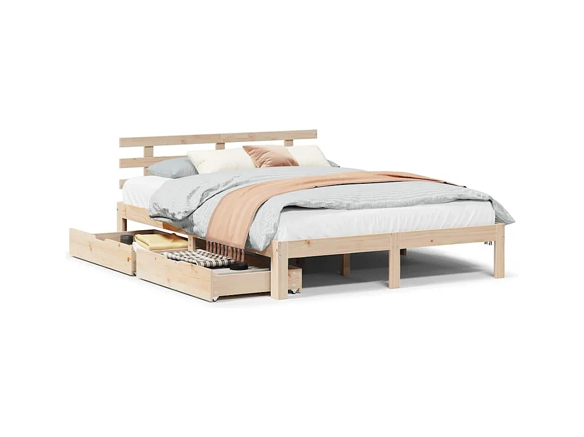 Cadre de lit avec tiroirs sans matelas 135x190 cm