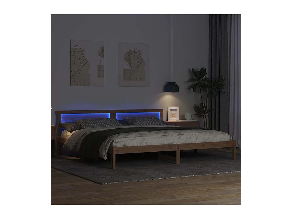 Estructura de cama marrón 180 x 200 cm madera maciza de pino