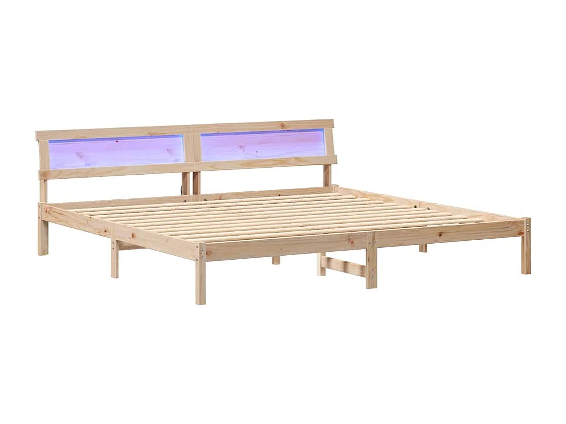 Struttura letto marrone 180 x 200 cm in legno massello di pino