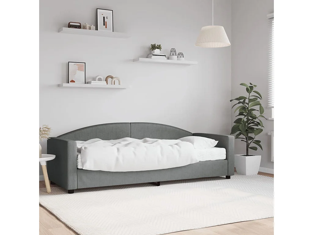 Lit de jour avec matelas gris foncé 80x200 cm tissu