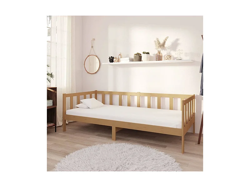 Divano letto e materasso 90x200cm Marrone miele Legno massello di pino