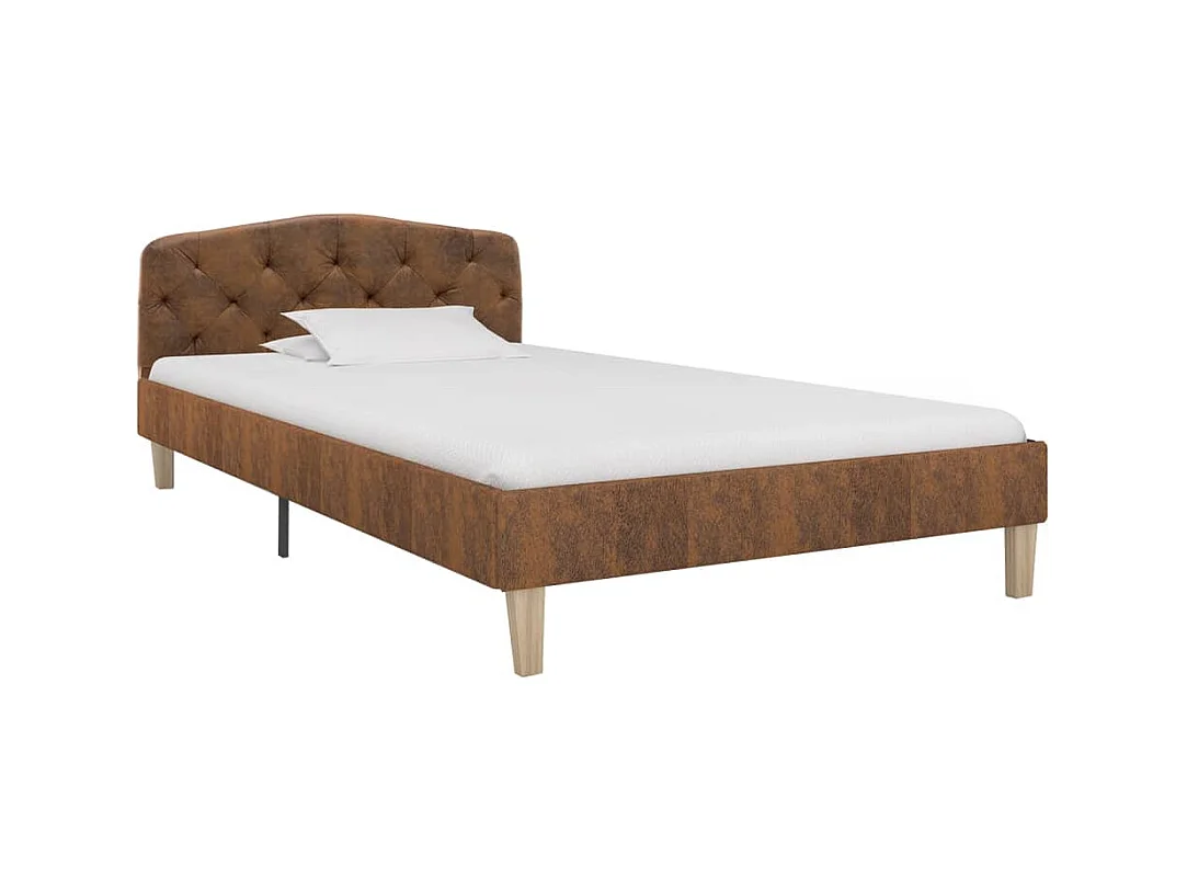 Bedframe zonder matras bruin imitatie suède leer 90x200 cm