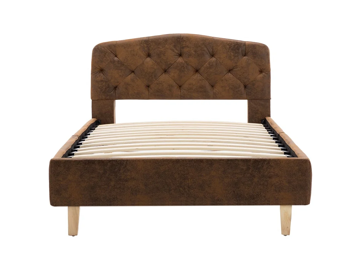 Bedframe zonder matras bruin imitatie suède leer 90x200 cm