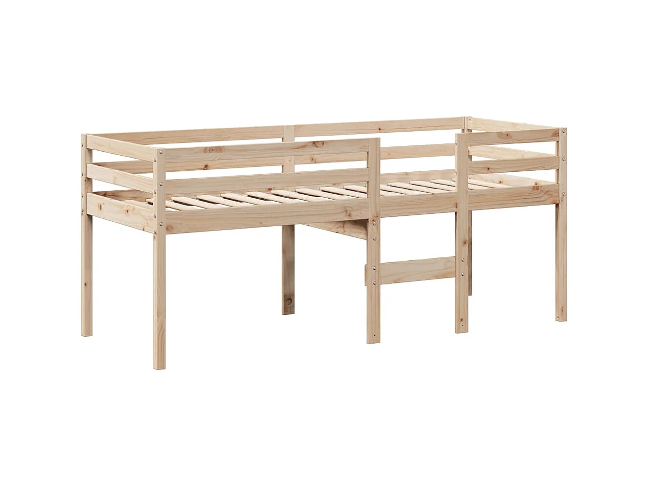 Lit haut sans matelas 90x190 cm bois de pin massif