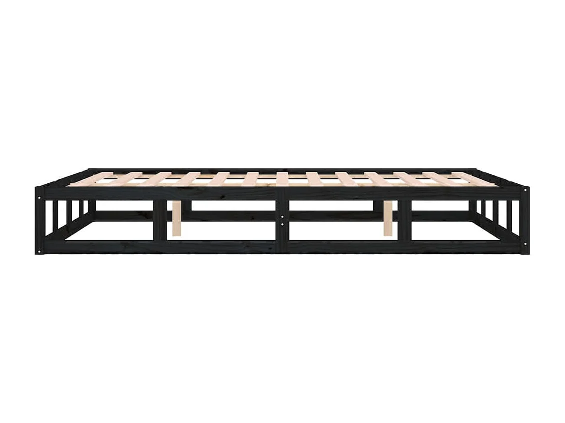 Cadre de lit sans matelas noir 160x200 cm bois massif