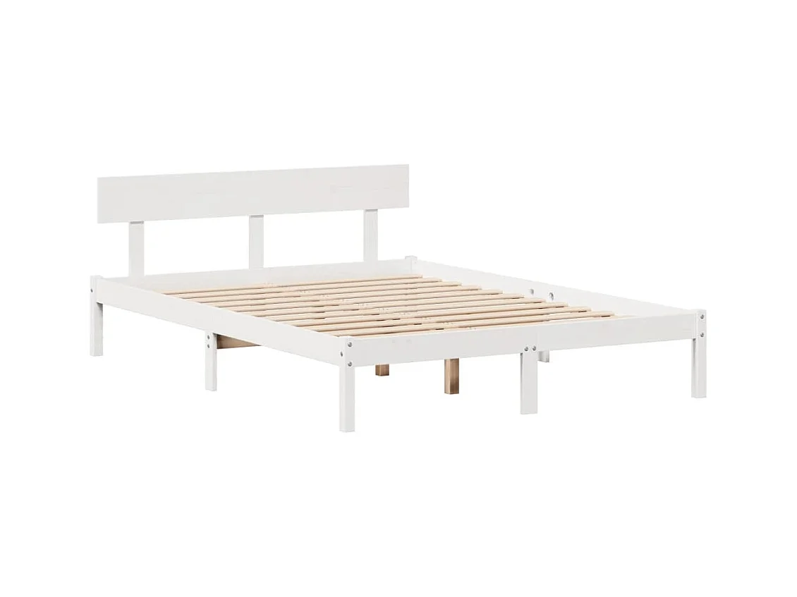 Bibliotheekbed zonder matras wit 140x190 cm massief grenenhout