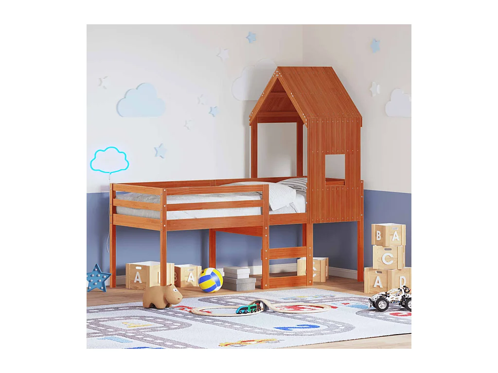 Hoogslaper zonder matras bruin gewaxt 90x200 cm massief grenenhout