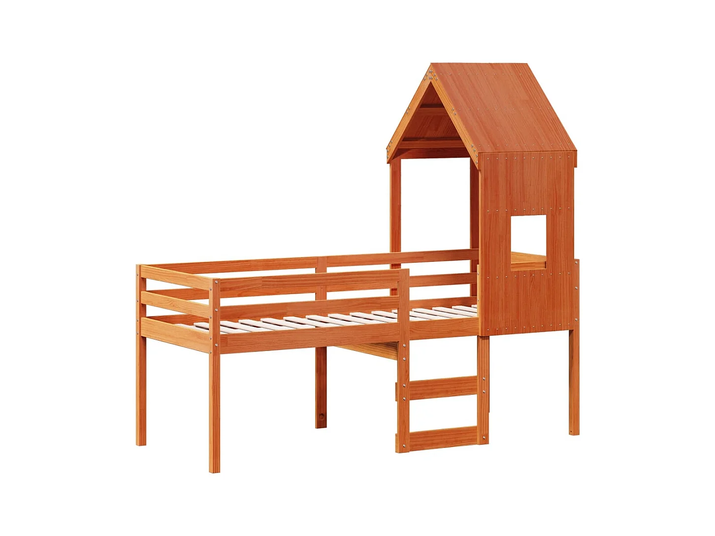 Hoogslaper zonder matras bruin gewaxt 90x200 cm massief grenenhout