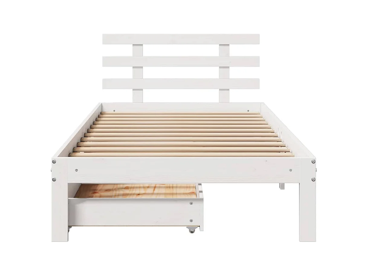 Estructura de cama con cajones sin colchón blanca 100x200 cm