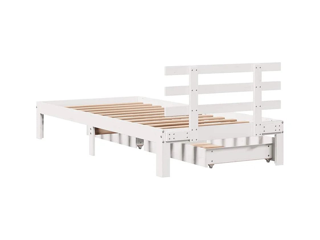 Estructura de cama con cajones sin colchón blanca 100x200 cm