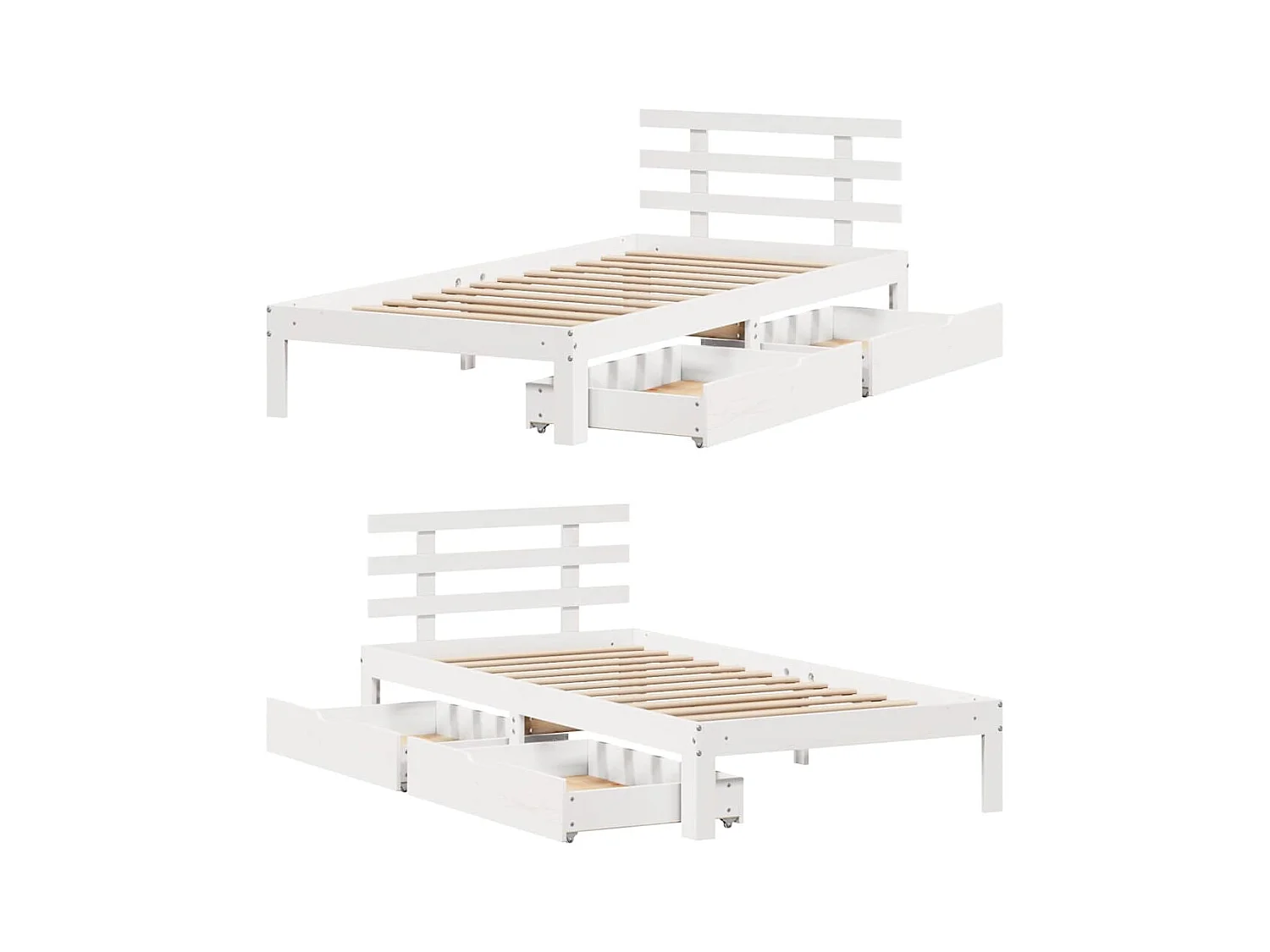 Estructura de cama con cajones sin colchón blanca 100x200 cm