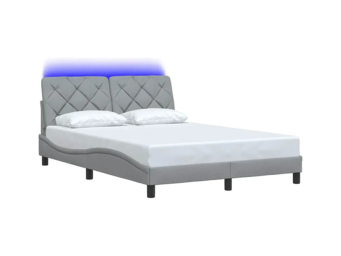 Struttura letto con LED senza materasso tessuto grigio chiaro 140x200 cm