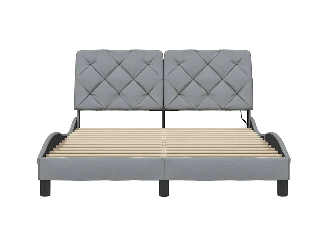 Struttura letto con LED senza materasso tessuto grigio chiaro 140x200 cm