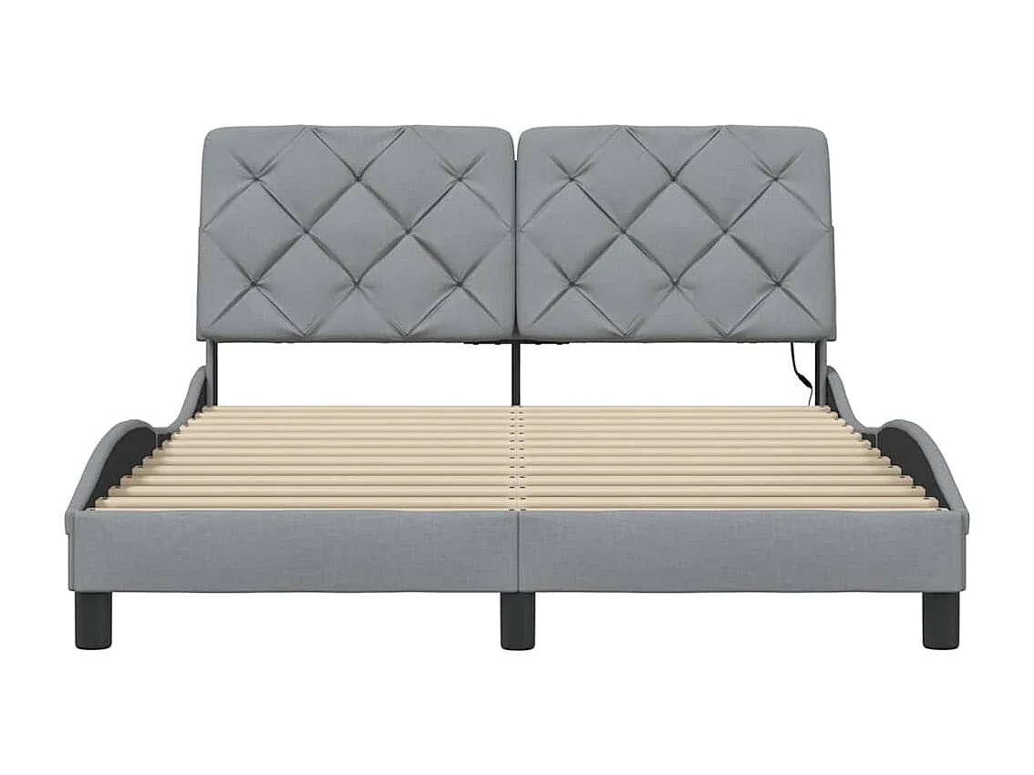 Estructura de cama con LED sin colchón tela gris claro 140x200 cm