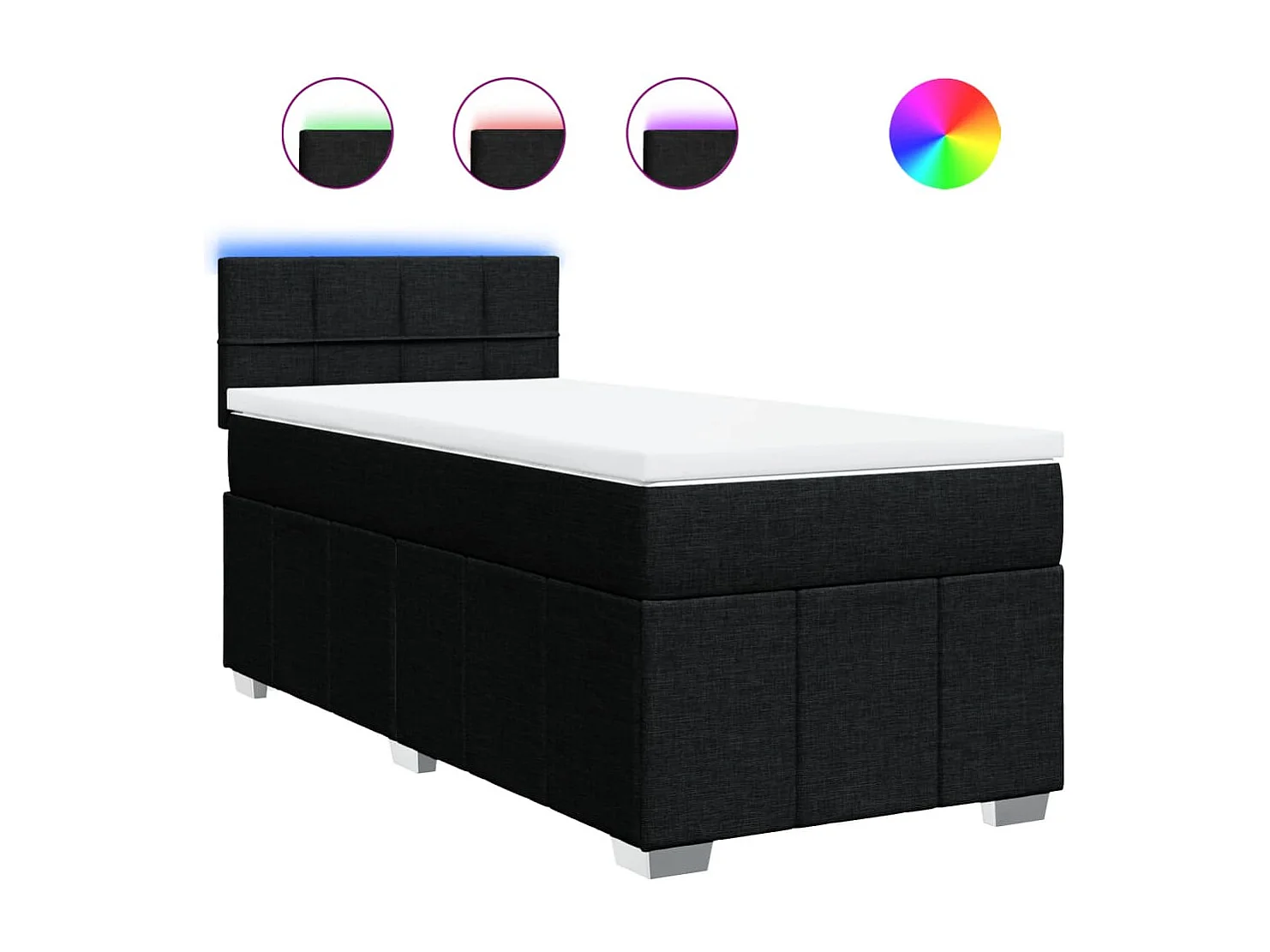 Rete a doghe con materasso Nero 90x190 cm Tessuto