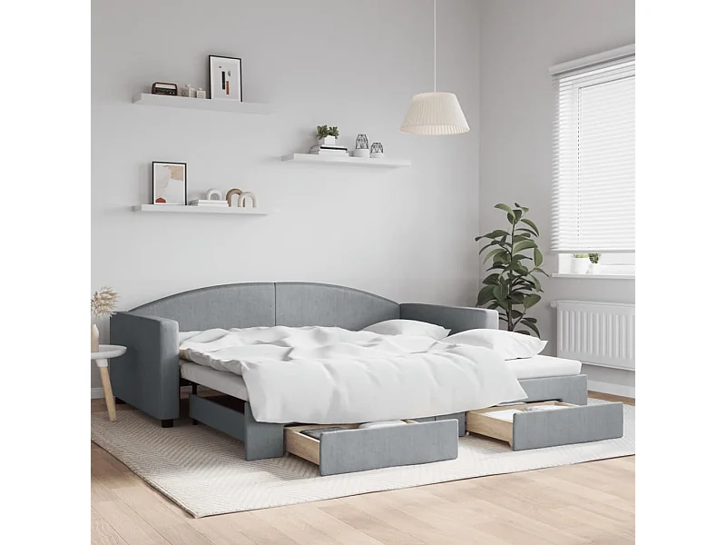 Lit de jour avec gigogne et tiroirs sans matelas 100x200 cm