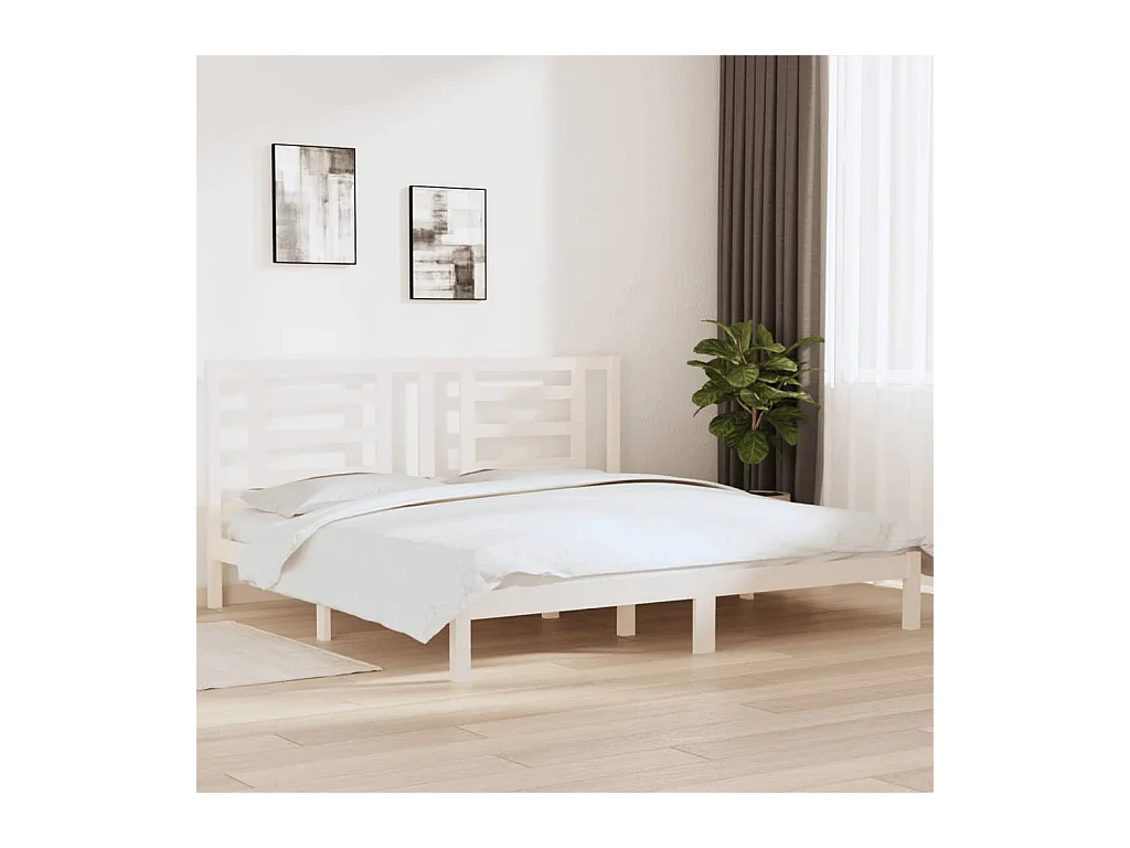 Bedframe zonder matras wit 200x200 cm massief grenenhout