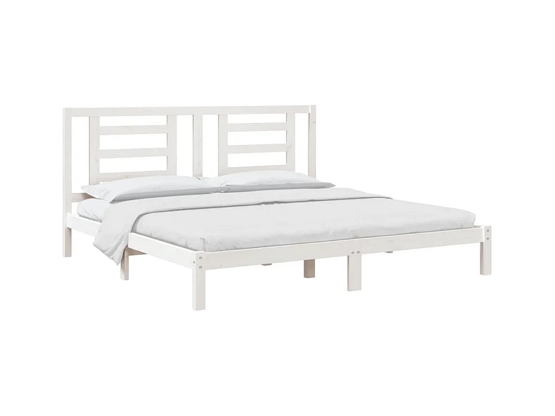 Bedframe zonder matras wit 200x200 cm massief grenenhout