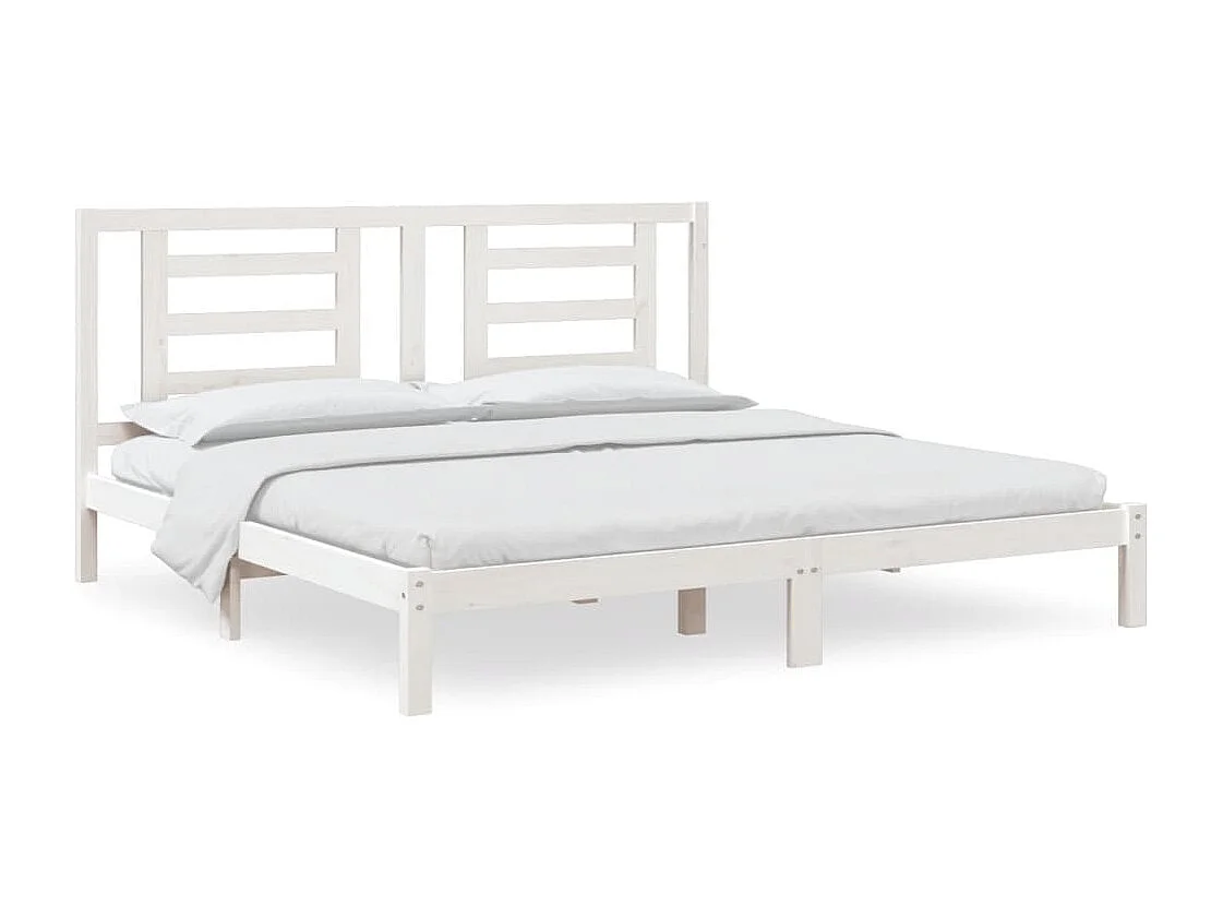 Cadre de lit sans matelas blanc 200x200 cm bois massif de pin