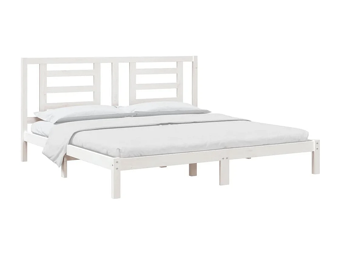 Cadre de lit sans matelas blanc 200x200 cm bois massif de pin