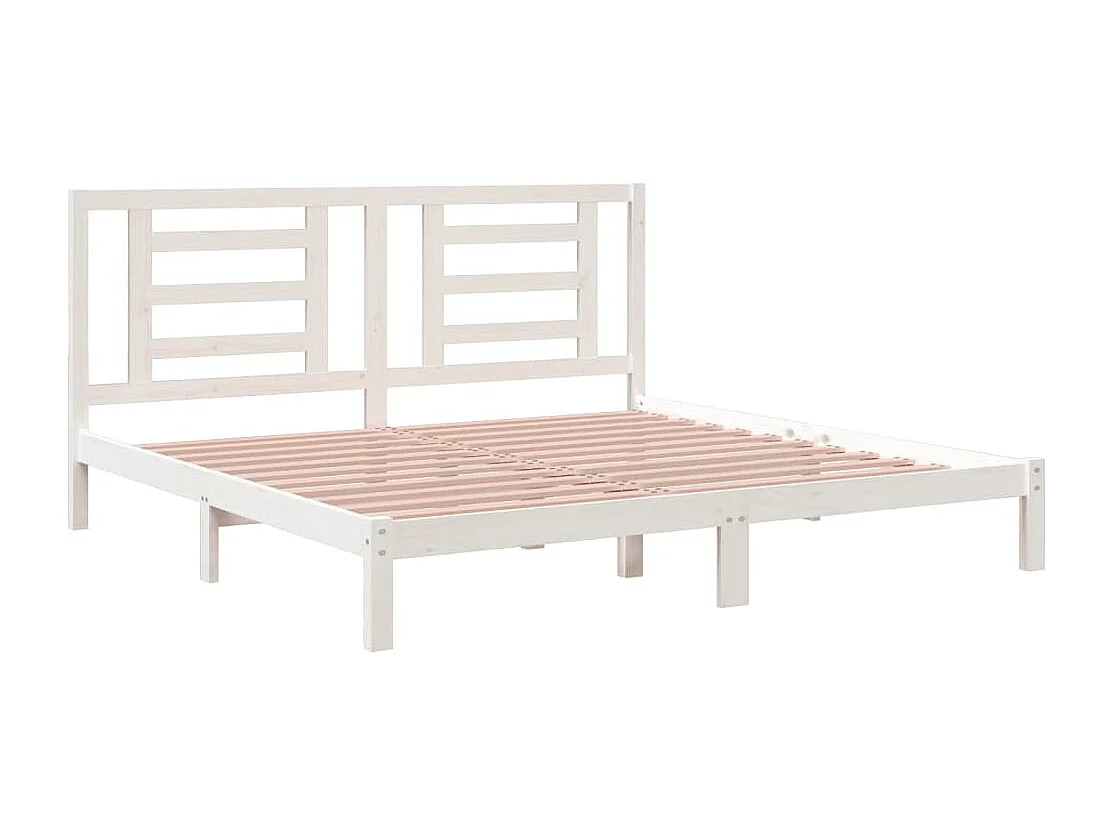 Cadre de lit sans matelas blanc 200x200 cm bois massif de pin