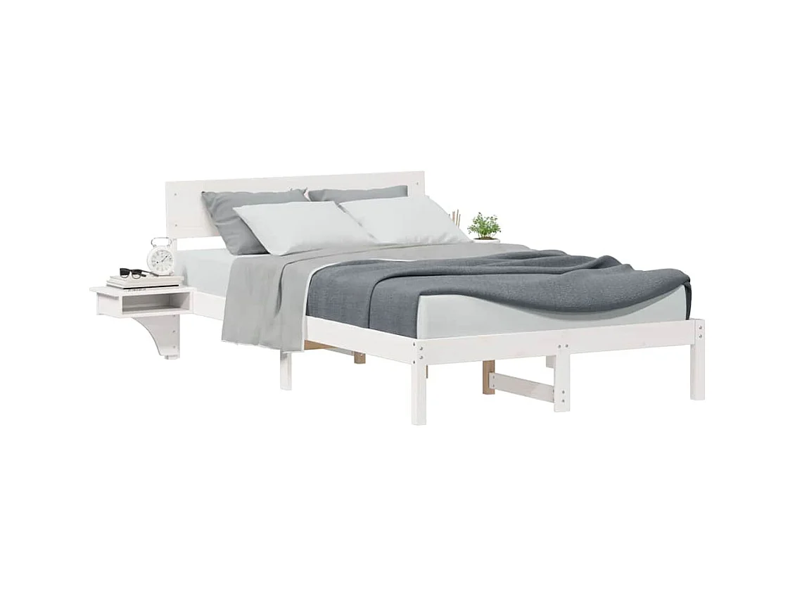 Bedframe met nachtkastjes Wit Massief grenenhout