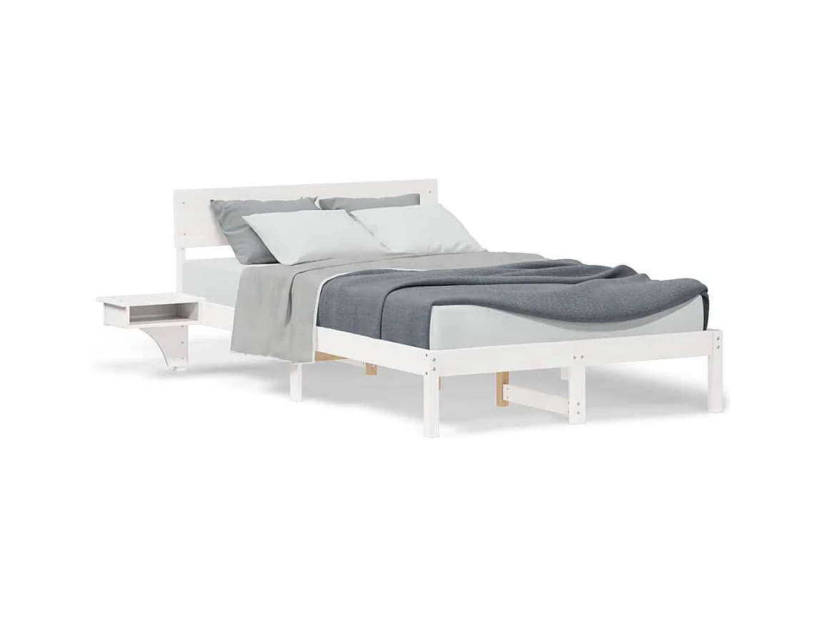 Bedframe met nachtkastjes Wit Massief grenenhout
