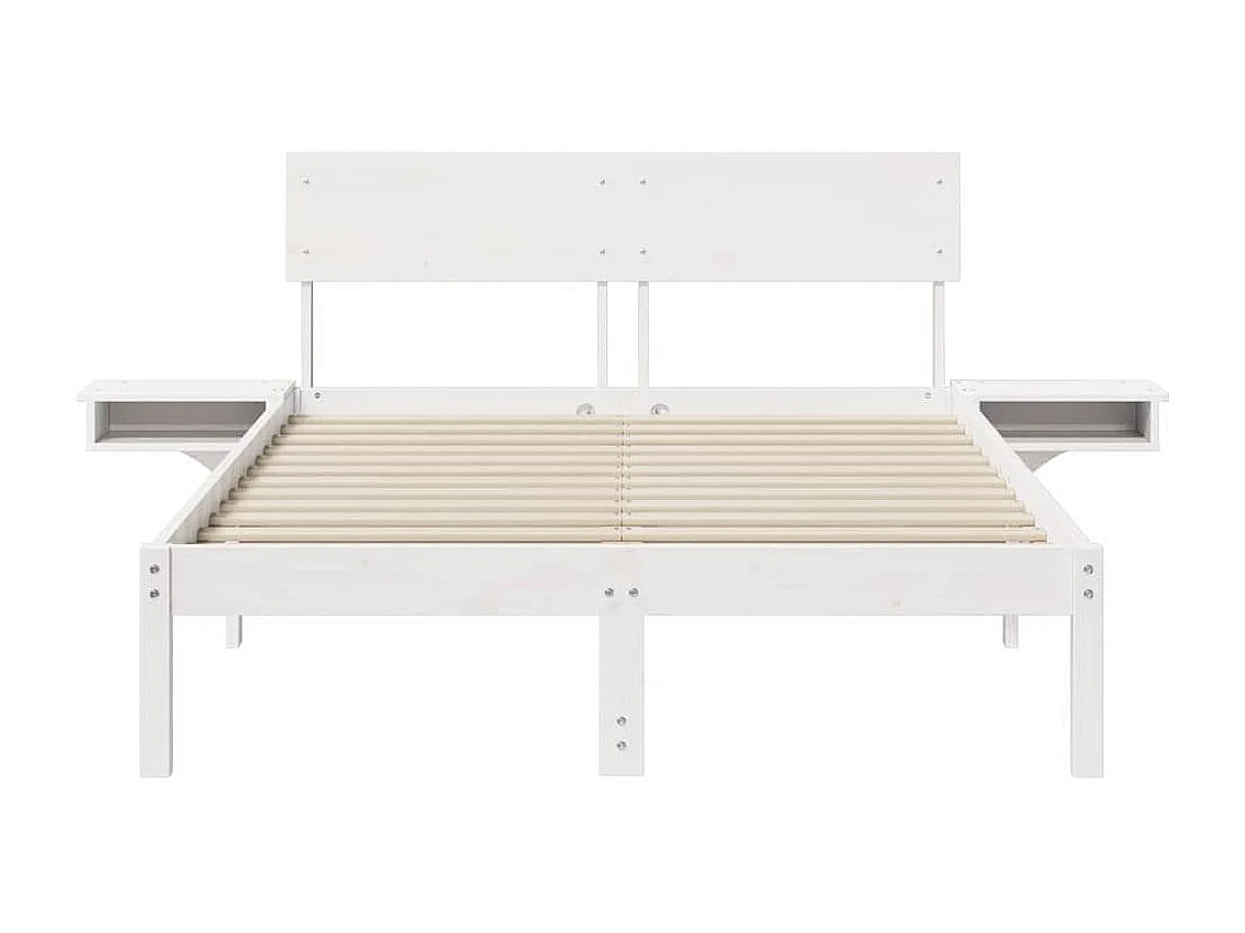 Cadre de lit avec tables de chevet Blanc Bois massif en pin