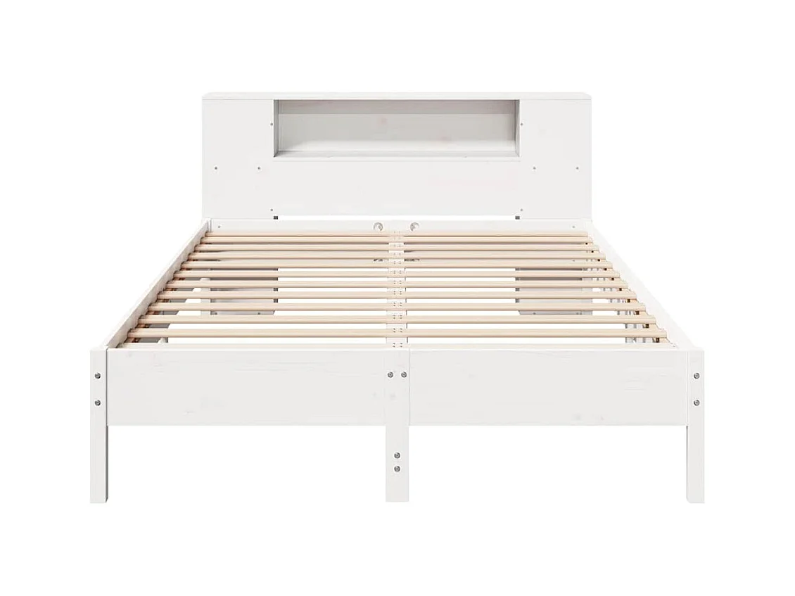Cama librería blanca sin colchón 140x200 cm madera maciza de pino