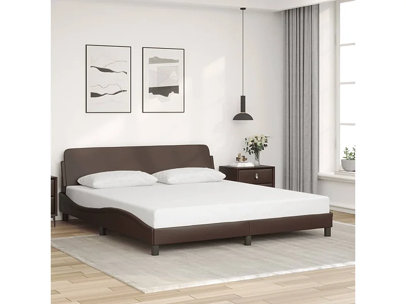 Cadre de lit sans matelas marron 180x200 cm similicuir