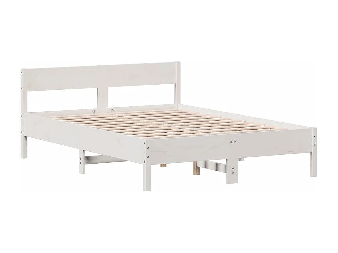 Struttura letto senza materasso bianco 140x190 cm in legno massello di pino