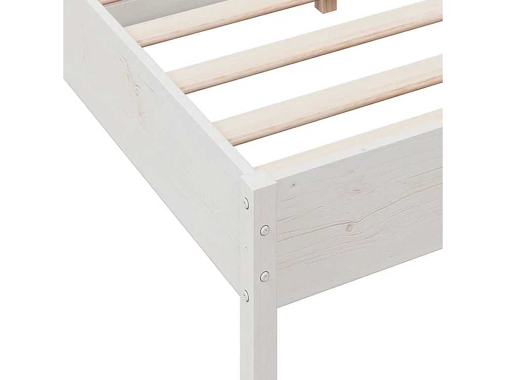 Struttura letto senza materasso bianco 140x190 cm in legno massello di pino