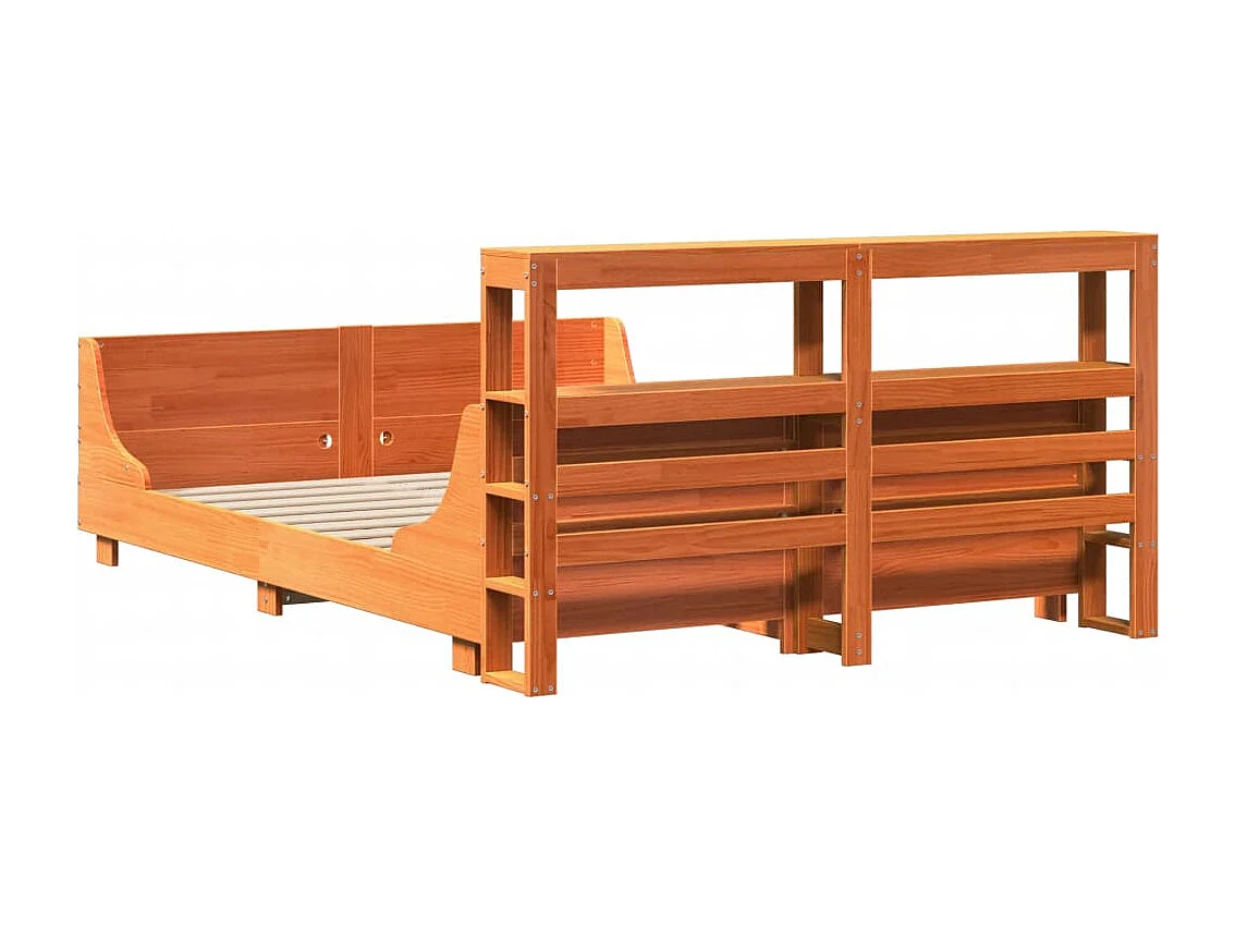 Bettgestell ohne Matratze braun gewachst 120x190cm Massivholz Kiefer