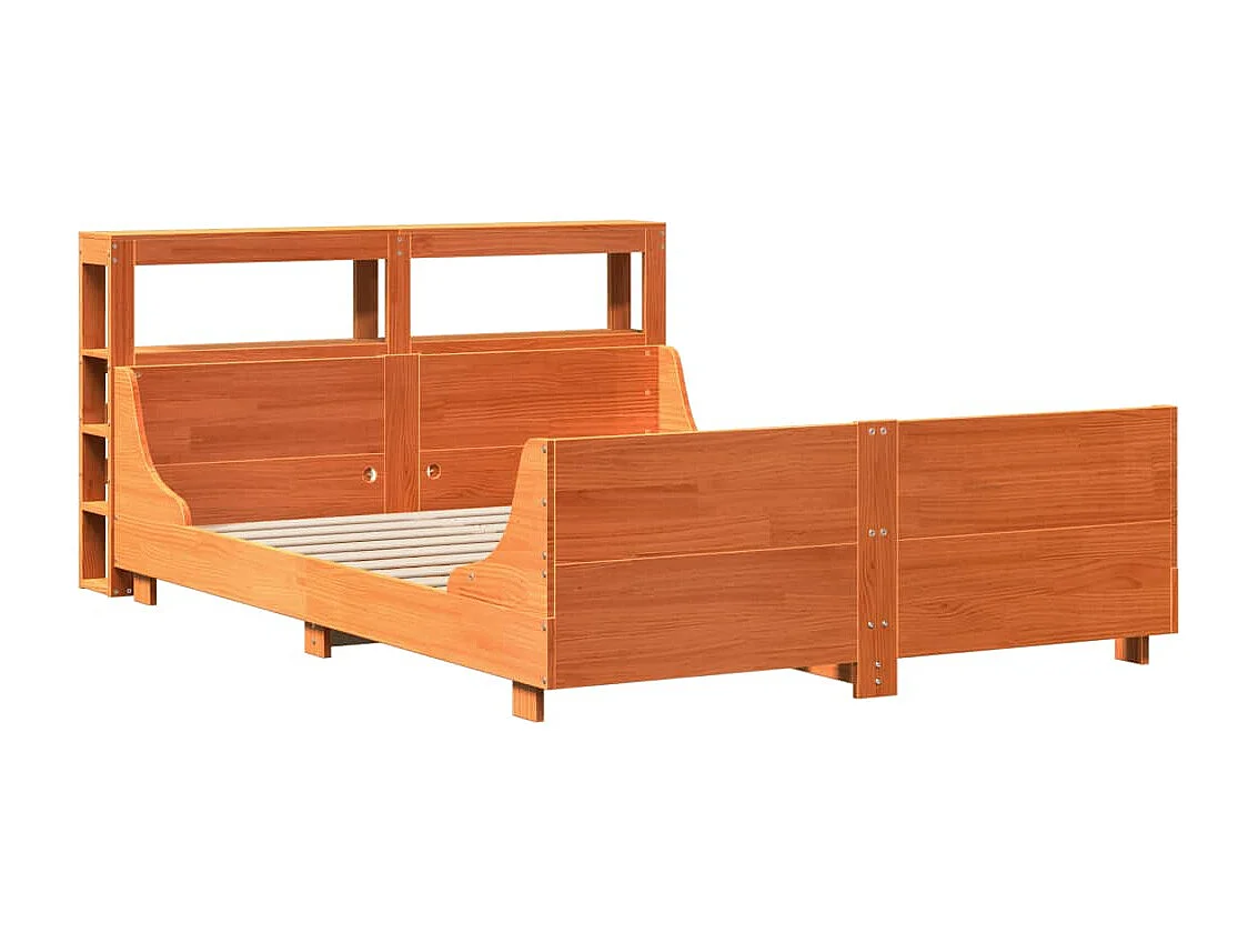 Cadre de lit sans matelas cire marron 120x190cm bois pin massif