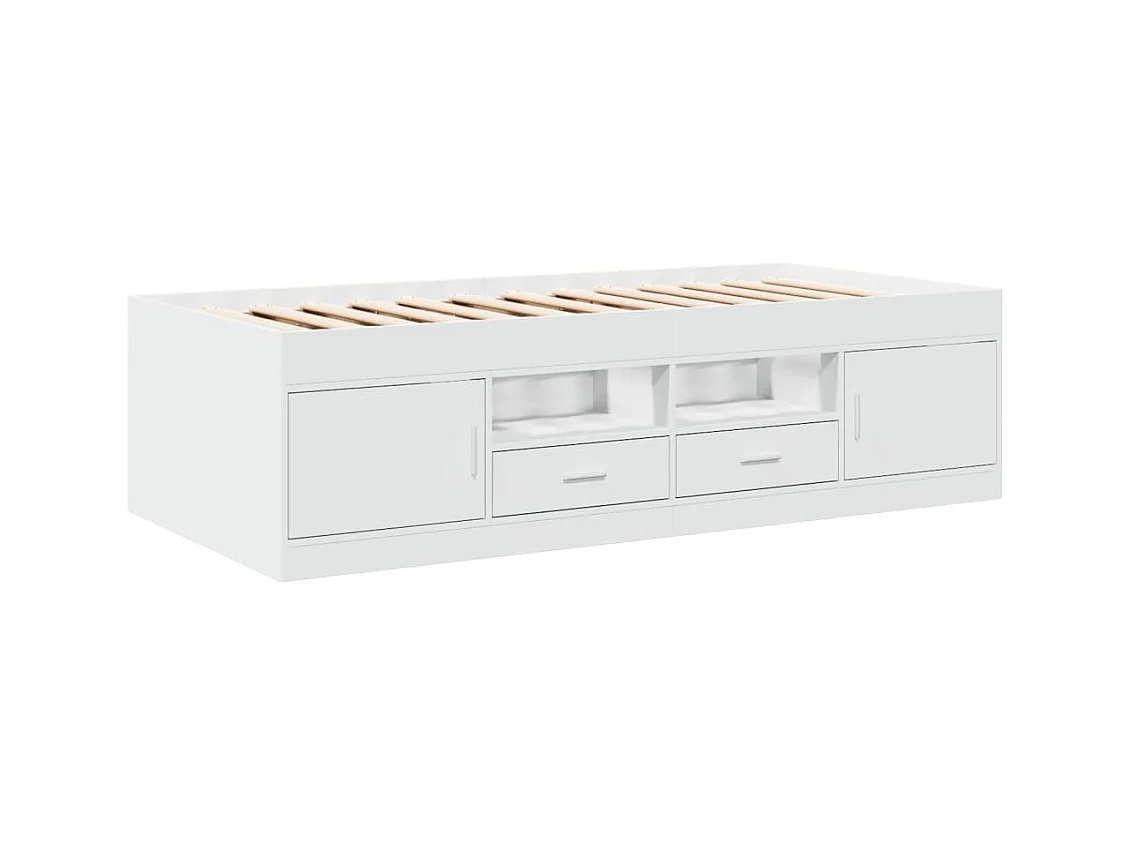Cama de día con cajones sin colchón blanco 75x190 cm