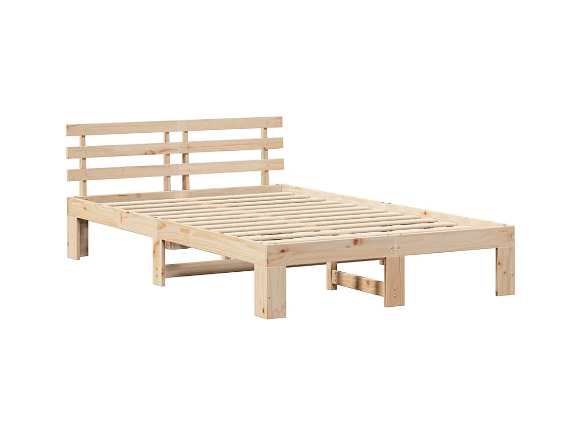 Bruin bedframe 120 x 190 cm massief grenenhout