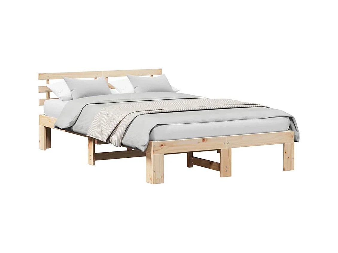 Bruin bedframe 120 x 190 cm massief grenenhout