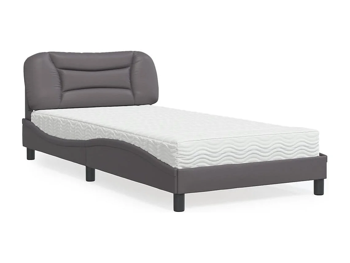 Letto con materasso grigio 100x200 cm in similpelle