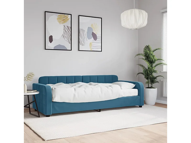 Divano letto con materasso in velluto blu 80x200 cm