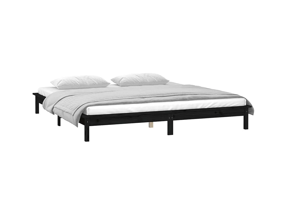 LED bedframe zonder matras zwart 200x200 cm massief hout