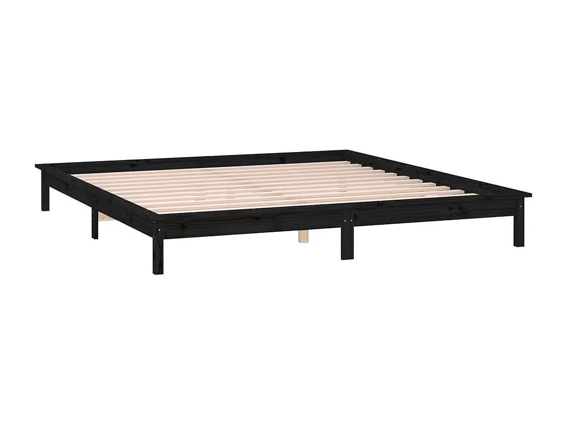 LED bedframe zonder matras zwart 200x200 cm massief hout