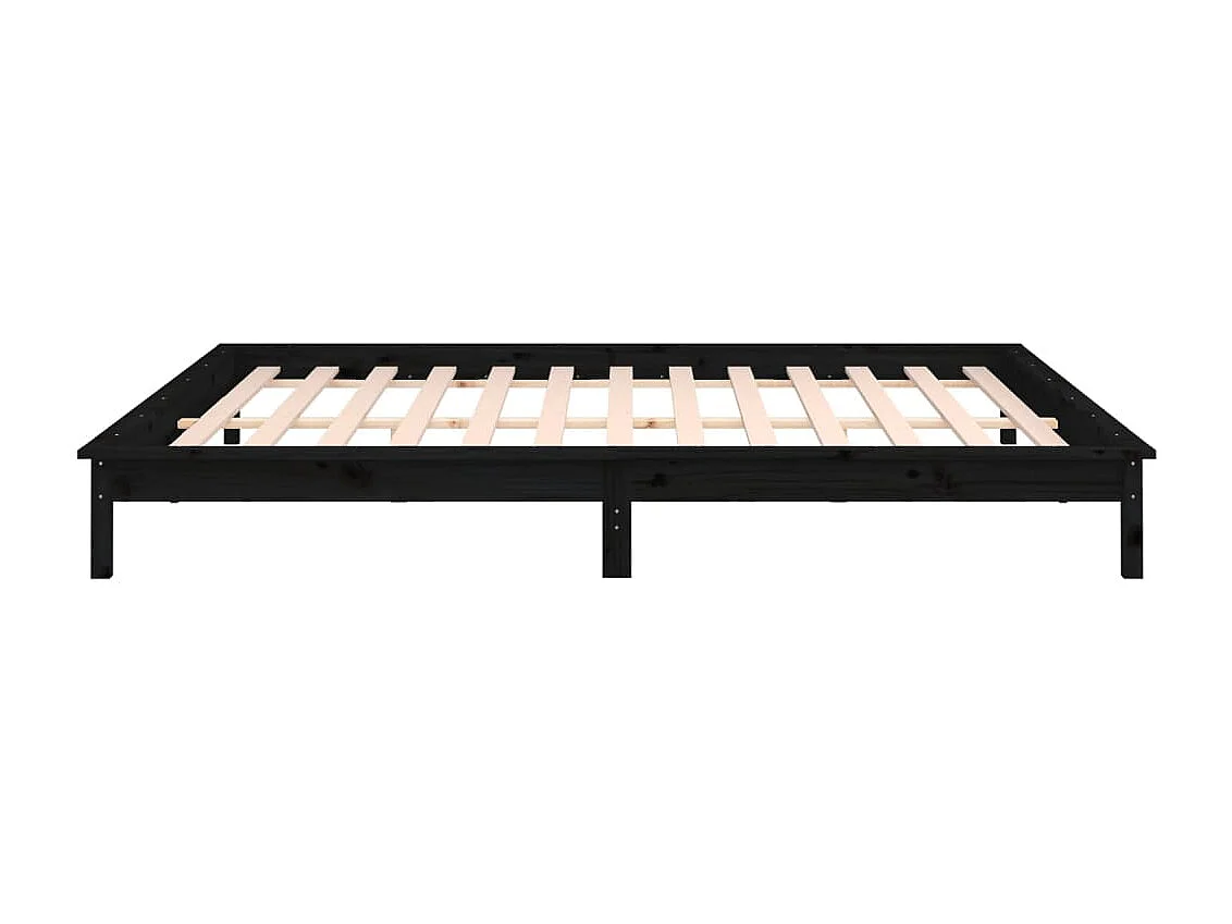 LED bedframe zonder matras zwart 200x200 cm massief hout