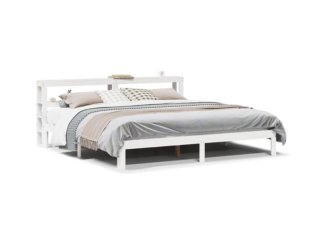 Bedframe met hoofdbord zonder matras wit 200x200 cm